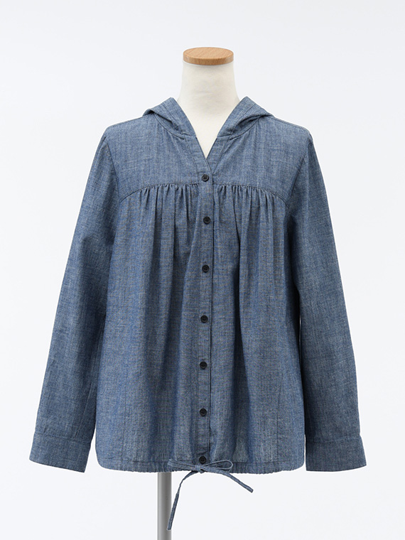 シャンブレー デニム ブラウス