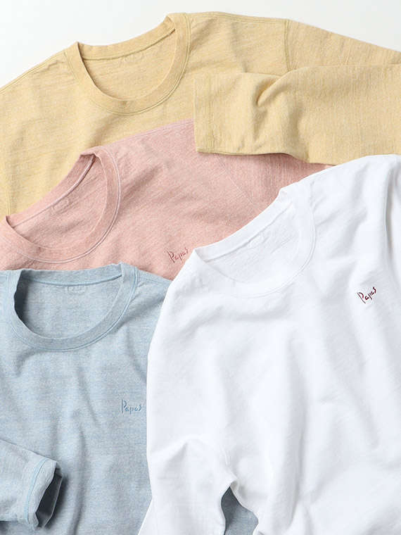 その他 papas ラフィ吊り天竺 Papasロゴ クルーネック長袖Tシャツ（MEN新着・Papas