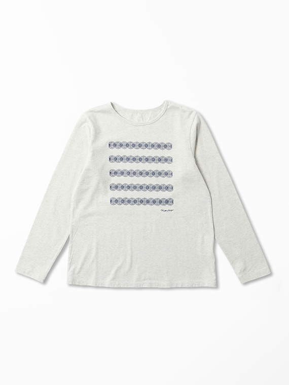 オーガニック天竺 レースボーダー刺繍Tシャツ