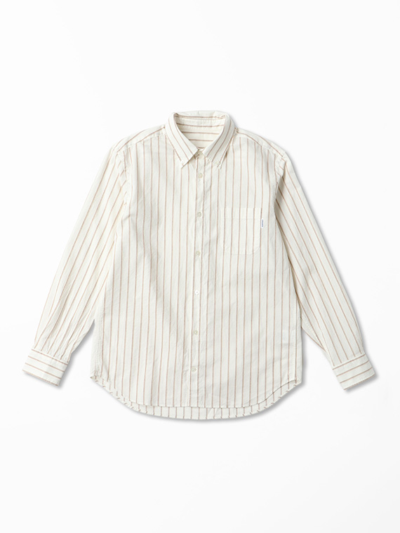 平織コードストライプ ボタンダウンシャツ