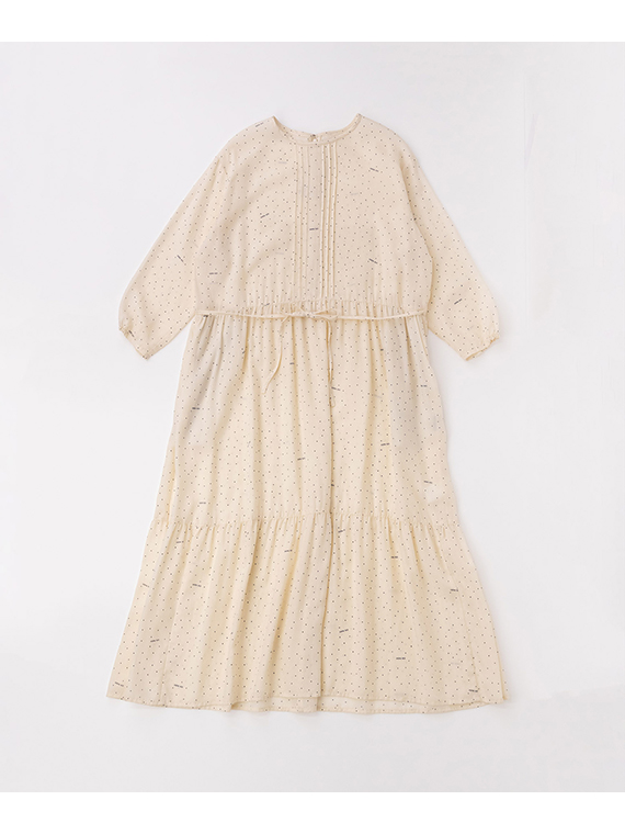 ＼再入荷／【SALE】ランダムドットプリント ティアードギャザーワンピース