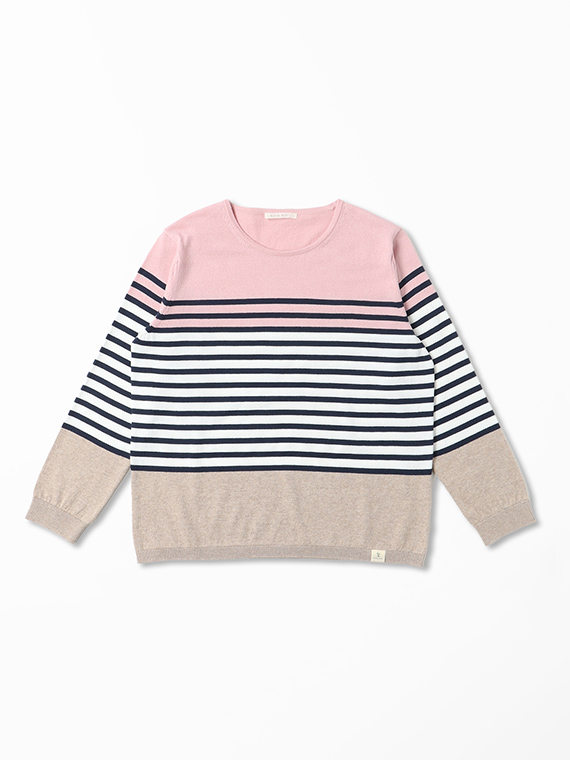 オーガニックコットン12G パネルボーダーニット