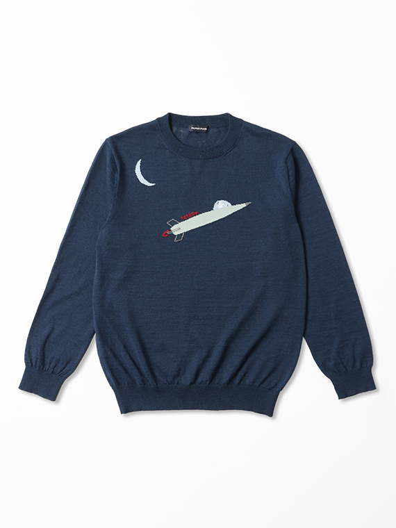 リネン/ポリエステル クルーネックセーター