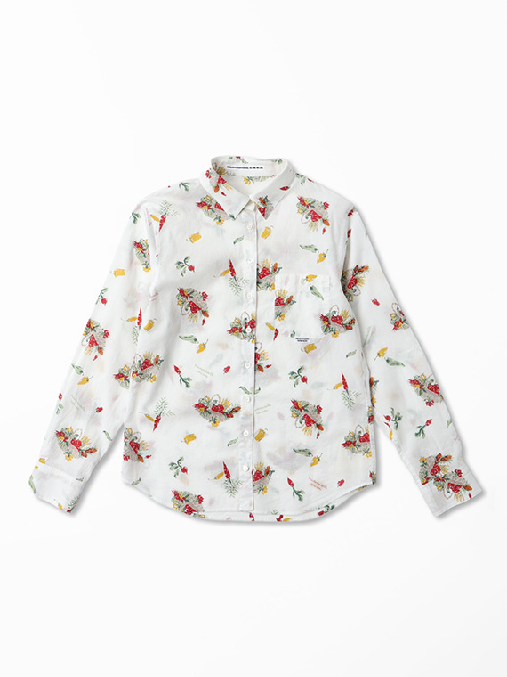 ベジタブルバスケットプリント長袖シャツ