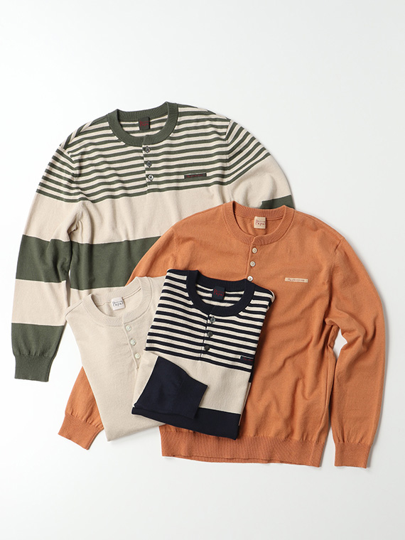 モンサンミッシェル天竺12G ヘンリーネックセーター