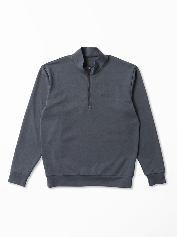 天竺裏メッシュ ハーフジップカットソー