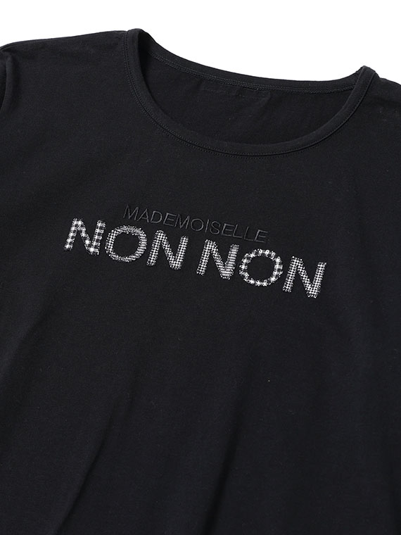 プレーテイング天竺 ロゴアップリケ刺繍Tシャツ[7分袖]