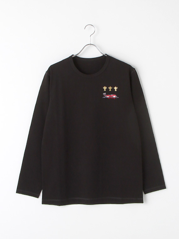 ◆【SALE】刺繍クルーネック長袖Tシャツ