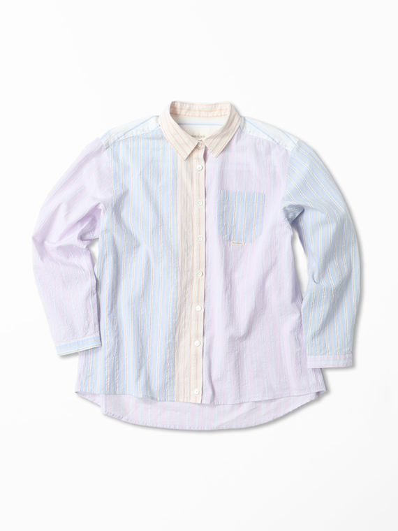 コットンドビーストライプ クレイジーパターン2WAYシャツ
