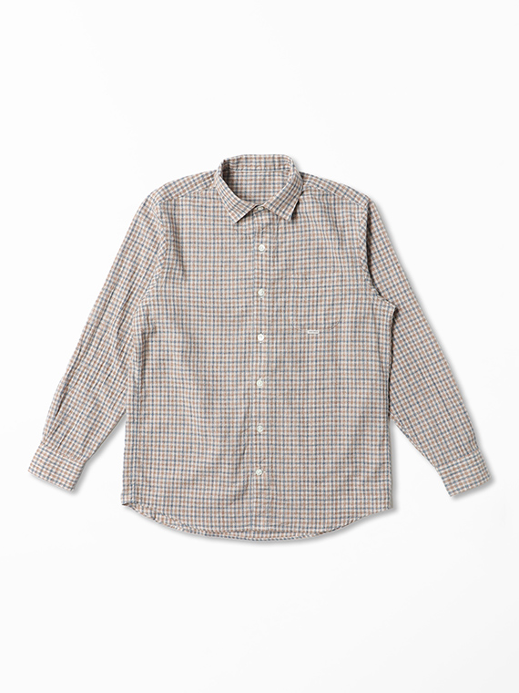 綿麻スペック染め平織 チェックシャツ