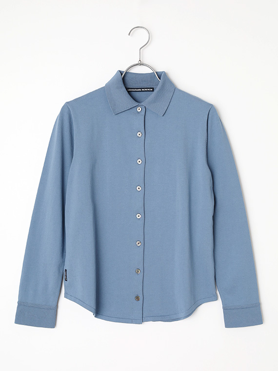 ＼再入荷／【SALE】ガスコットン天竺 衿付きニットブラウス