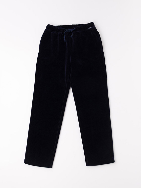 ＼再入荷／【SALE】マルチカラーボーダー＆無地ベロア フルレングスパンツ[ウエストゴム]