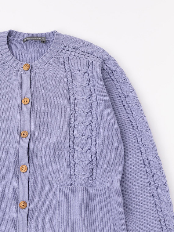 ＼カラー追加／【SALE】バルキーコットンニット5G クルーネックニットジャケット