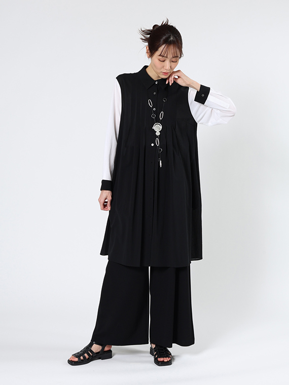 100/2 ガスボイル バイカラー シャツ チュニック