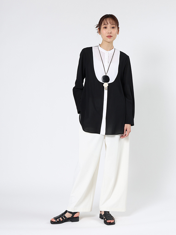 100/2 ガスボイル バイカラー ブラウス