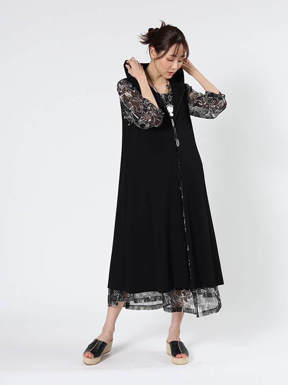 ヴィスコース ストレッチ ポンチ ロングベスト