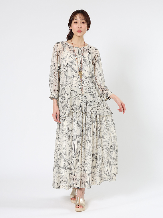 シフォン × バレリーナ プリント スカート