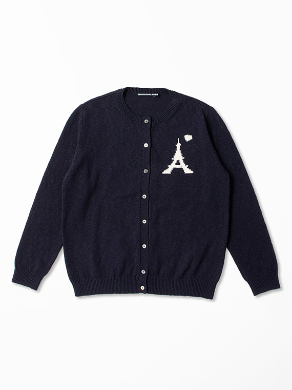 COTTON VINTAGE天竺 編み込みモチーフカーディガン