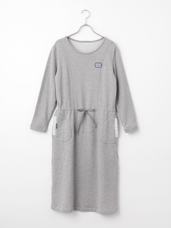 ＼再入荷／【SALE】リバーシブルリップル裏毛 配色ボーダーウエストリボン入りワンピース