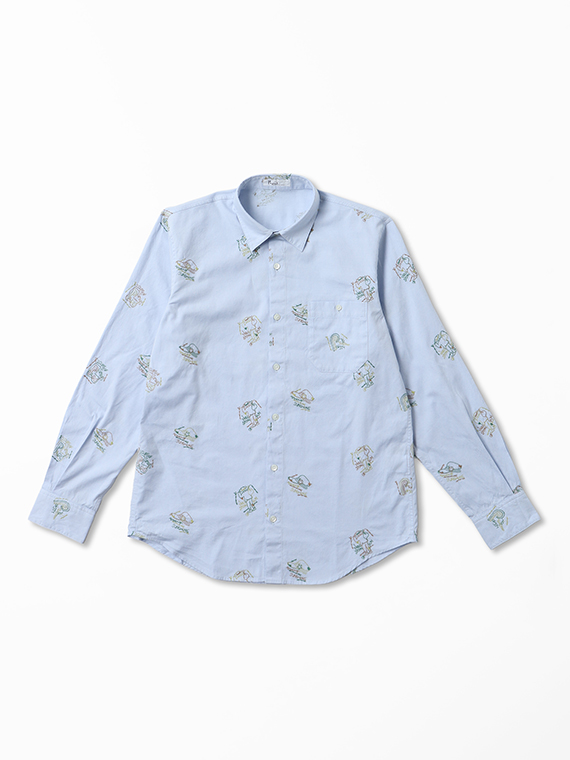 ピンオックス 旅柄 刺繍シャツ