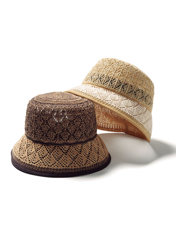 レース柄ニットクローシュハット