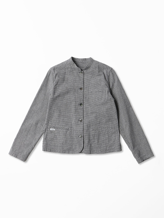 コットンリネンチェック スタンドカラージャケット