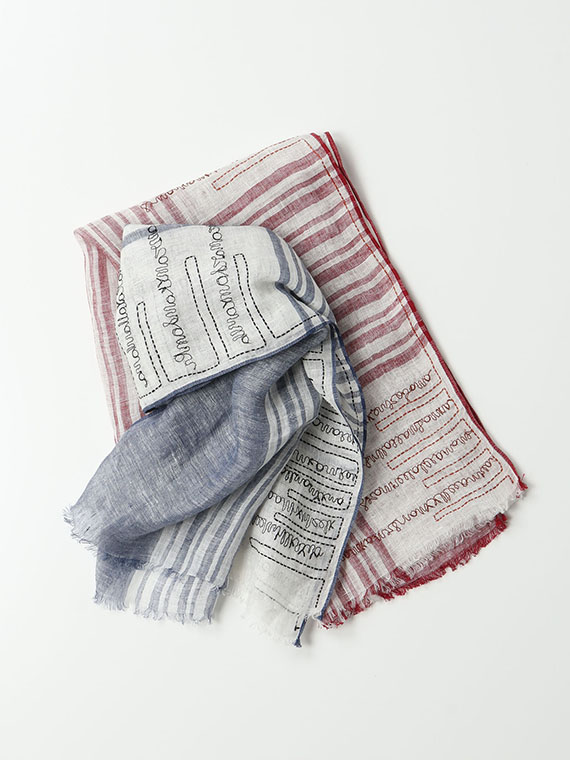 レター刺繍 チェック ストール