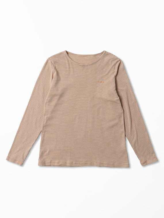 コンパクトヤーンフライスムジ&ボーダー 長袖Tシャツ