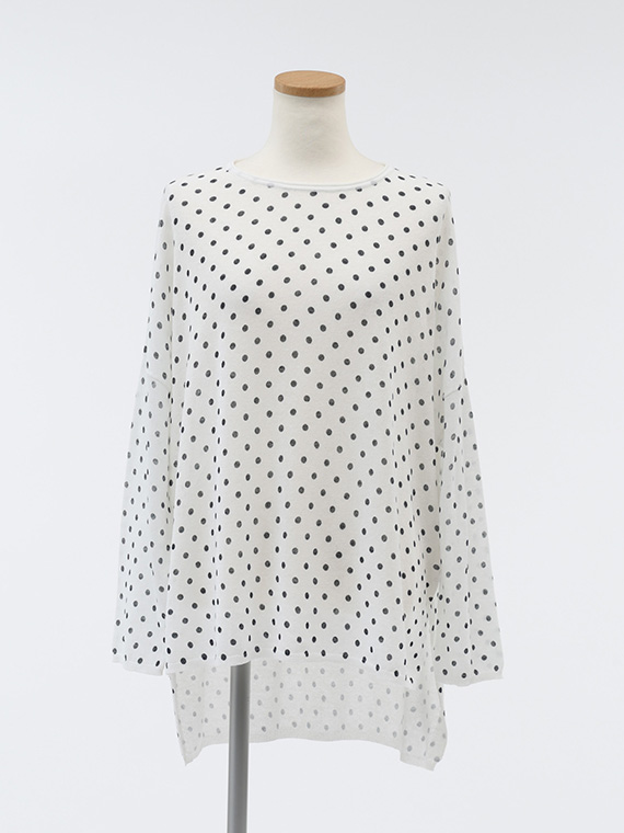 ドット プリント ニット チュニック