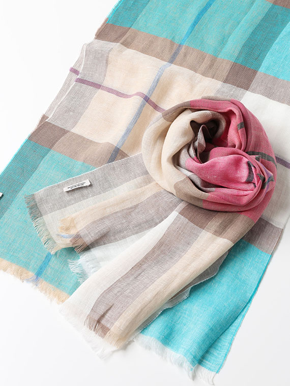 <MA.AL.BI>マルビ ウィンドウペンチェック柄リネンストール