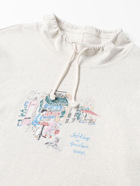 アメリカンコットン天竺 クレヨンタッチプリントクロップドプルオーバー