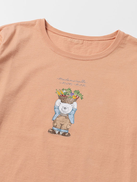エアーコットン天竺 ベジタブルベアプリントTシャツ