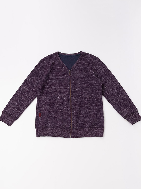 【SALE】クォーターゲージWニット接結 ジップアップカーディガン