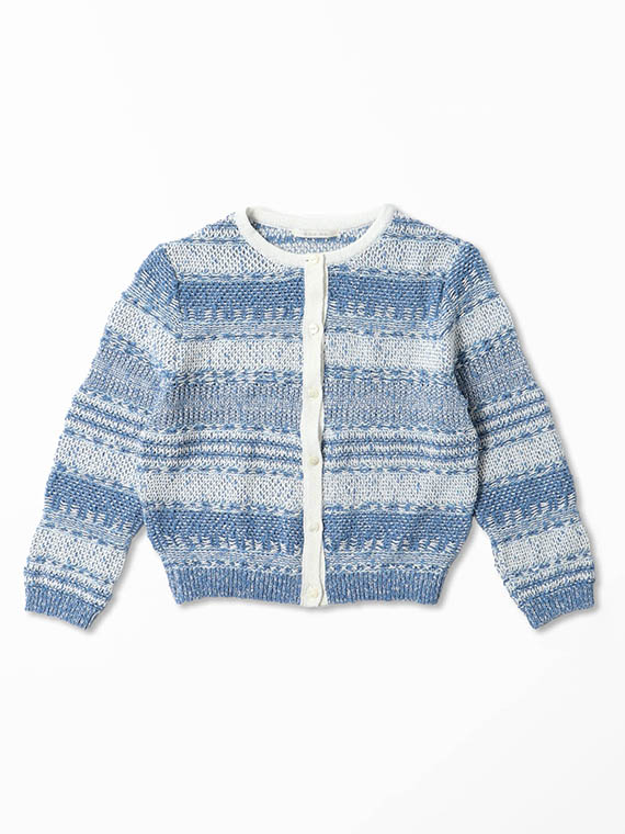 ジャガードボーダー柄カーディガン