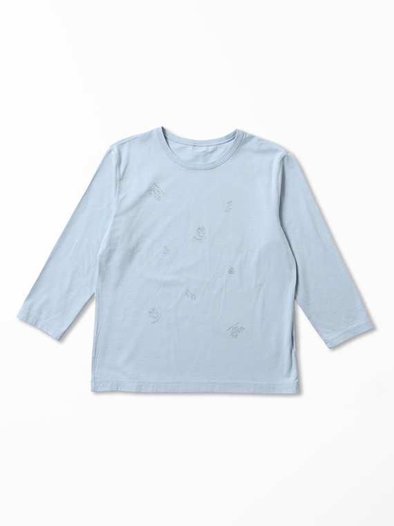 フルーツモチーフ刺繍入りTシャツ[8分袖]