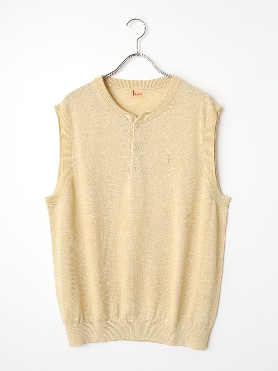 【SALE】ユーロリネン天竺10G ヘンリーネックベスト