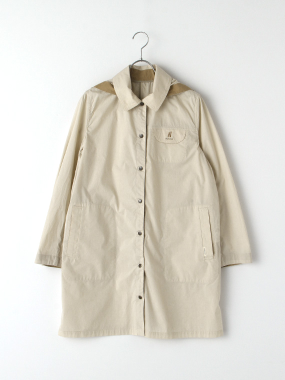 ＼再入荷／【SALE】オーガニックコットンタイプライターワッシャー加工 フード付ステンカラーコート