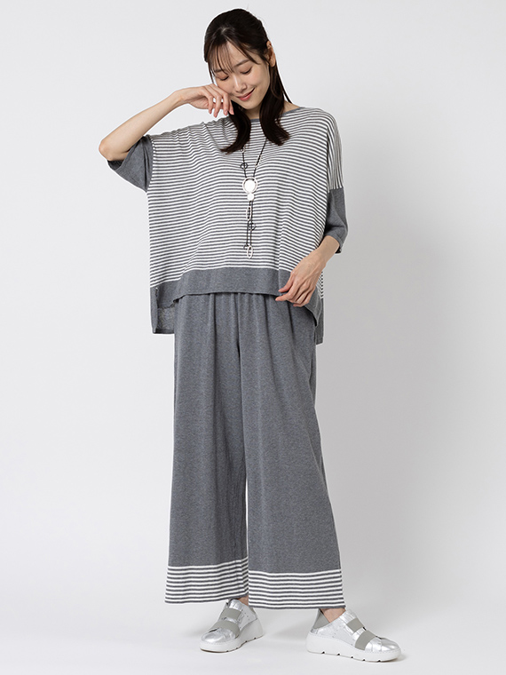 コットン 強撚 ニット パンツ