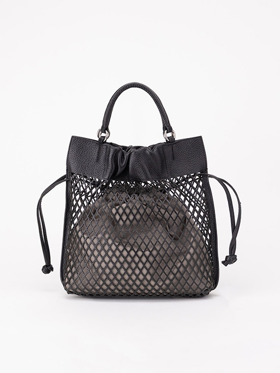 【SALE】<ROBERTAGANDOLFI>ロベルタ ガンドルフィ メッシュ×レザーハンドバッグ