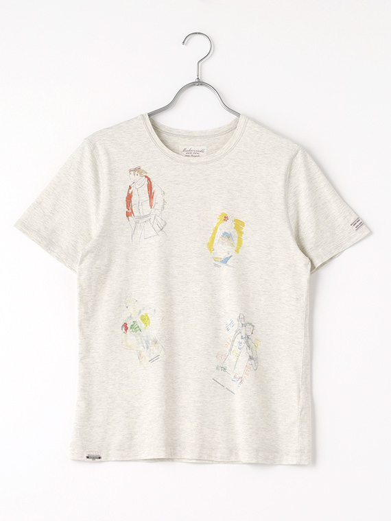 【SALE】コンパクトヤーン天竺エアロシフォン加工 NON NON girl水彩画Tシャツ【60th Anniversary Collection】