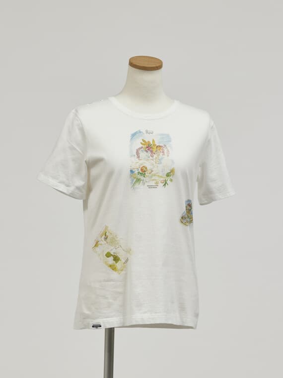 【60th Anniversary Collection】コンパクトヤーン天竺エアロシフォン加工　水彩画Tシャツ【野菜・お花...etc】