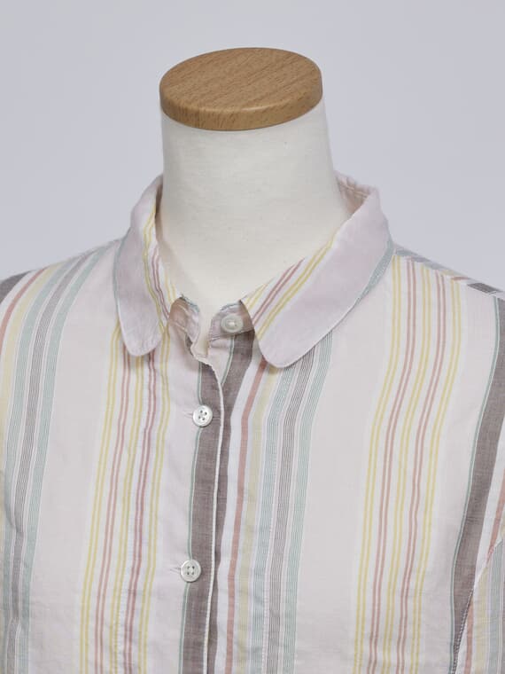 ＼再入荷／【SALE】シャーリングチェック＆ストライプシャツチュニック