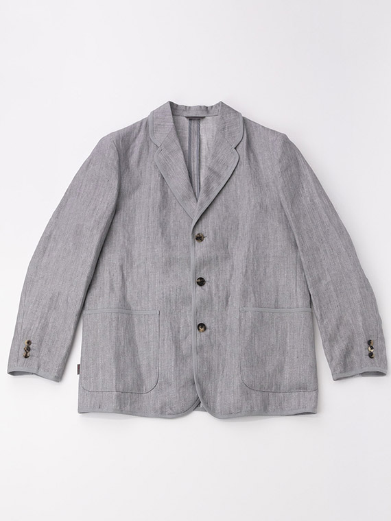 【SALE】アクアリノインディゴ風ドビーストライプ トリミングジャケット