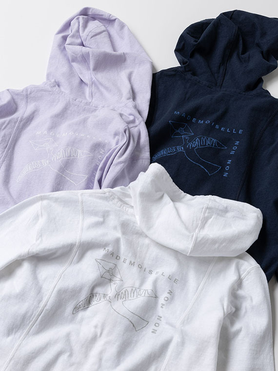 モンサンミッシェル&ラフィー天竺 バックプリント入りフード付きパーカー