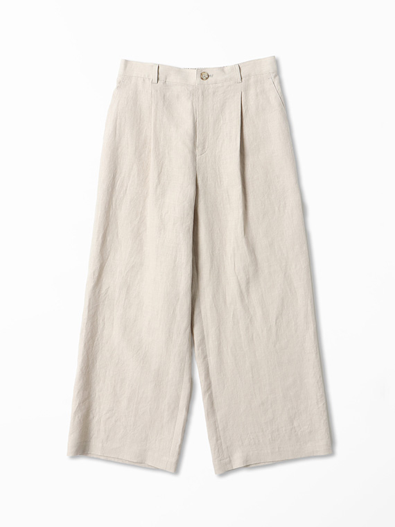 リネンポプリン ワンタックガウチョパンツ