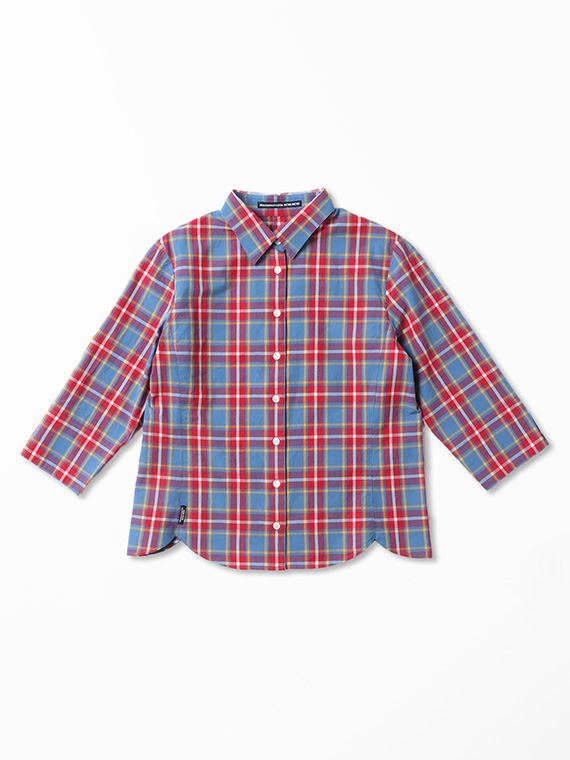 ローンチェック7分袖シャツ