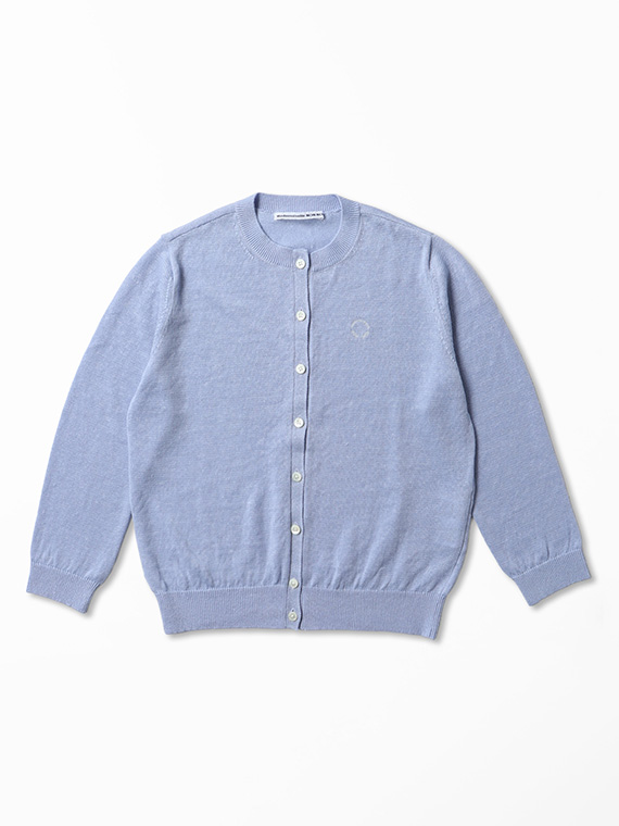 ユーロリネンウオッシャブル天竺10G クルーネックカーディガン[9分袖]