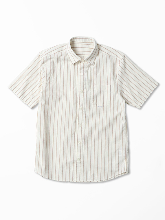 平織コードストライプ 半袖シャツ