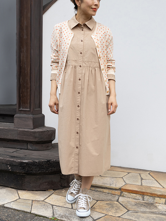 ドット プリント ニット カーディガン