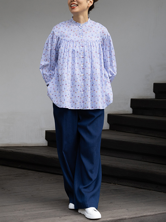 バイク バルーン プリント ブラウス